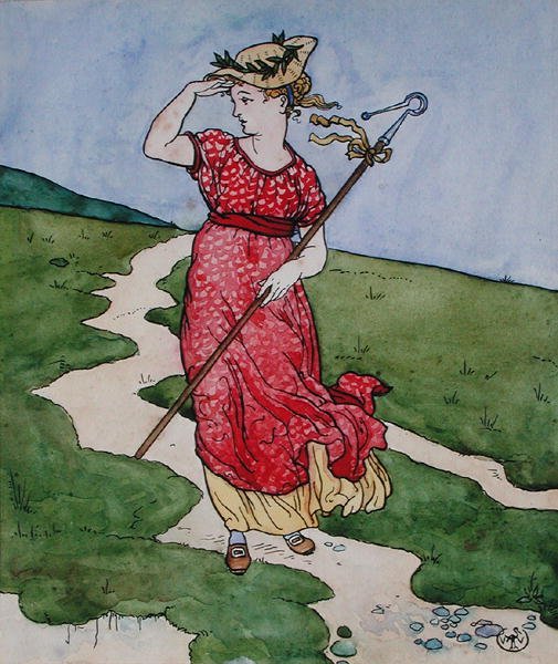 Little Bo-Peep (kroppsfärg på papper) av Walter Crane
