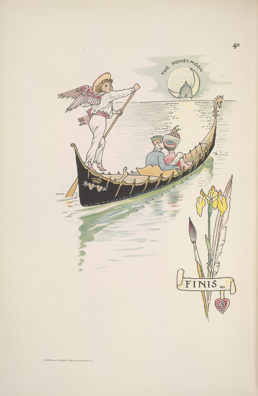 Smekmånaden. Paret i en gondol av Walter Crane