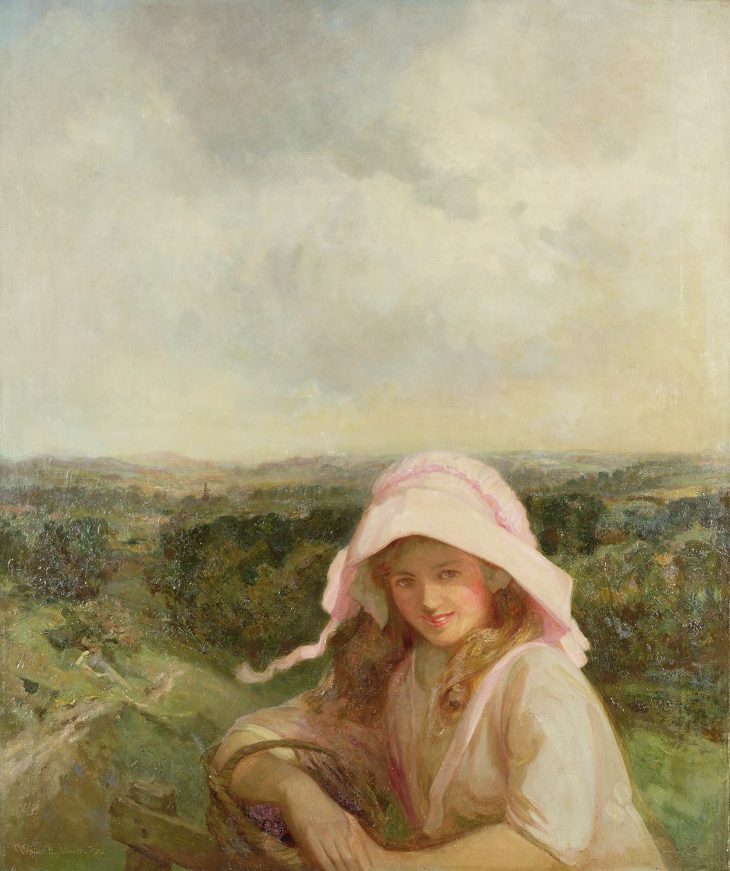 Flicka i ett landskap av Walter Herbert Allcott