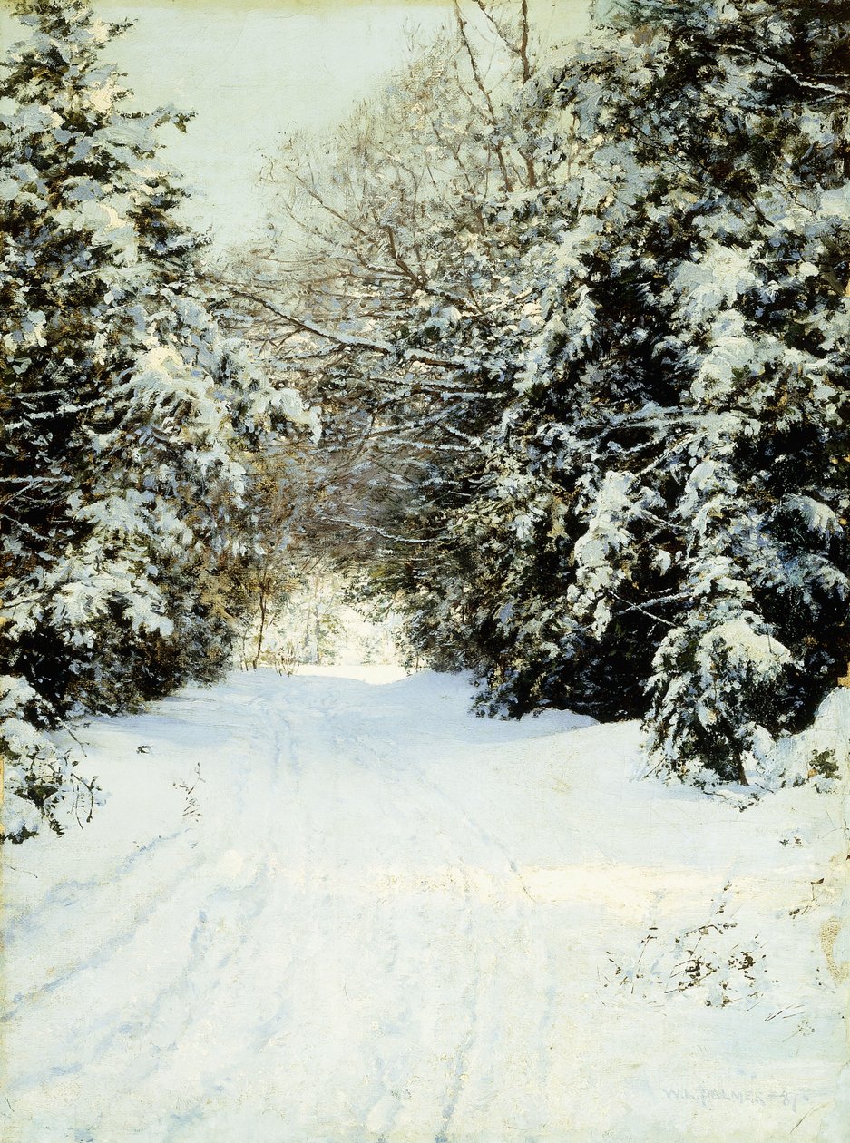 Snöbelastade träd av Walter Launt Palmer