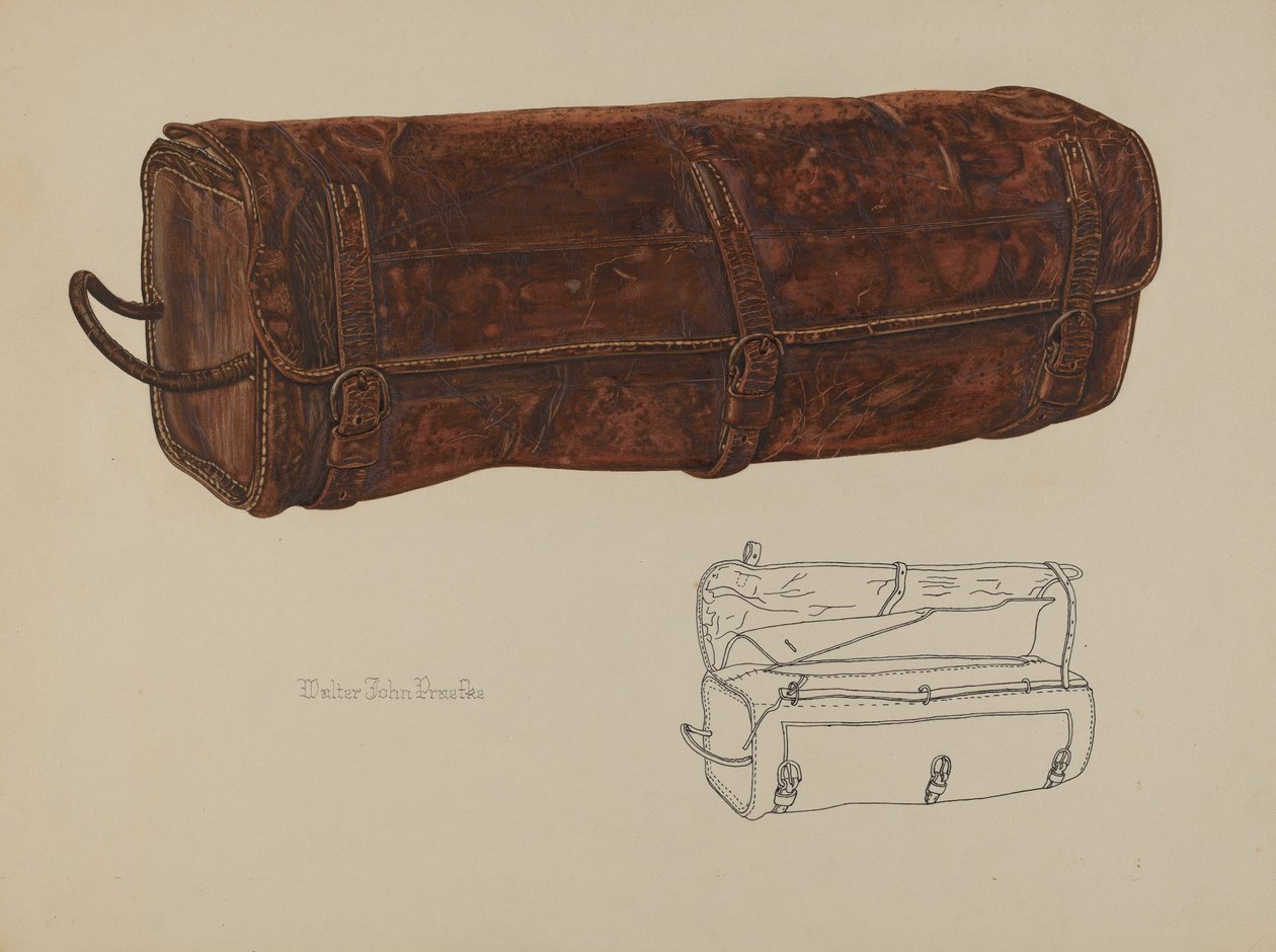 Postväska i läder, ca. 1938. av Walter Praefke
