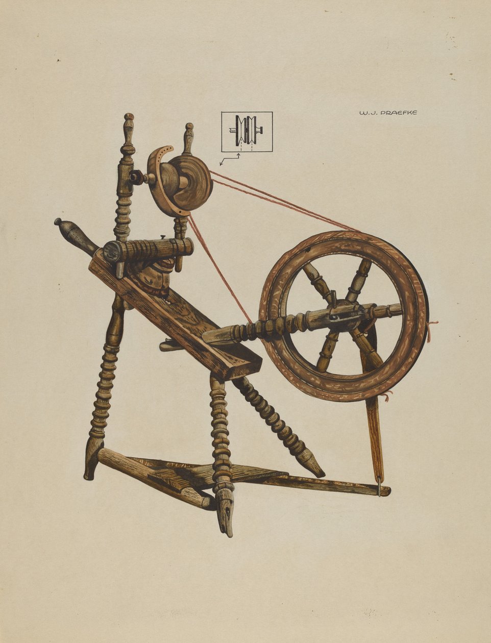 Toy Spinning Wheel, ca. 1937. av Walter Praefke