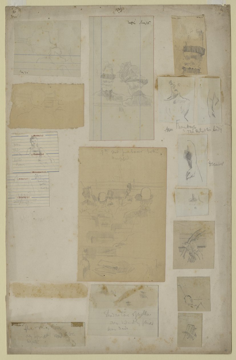 Flera studier (penna på papper) av Walter Richard Sickert