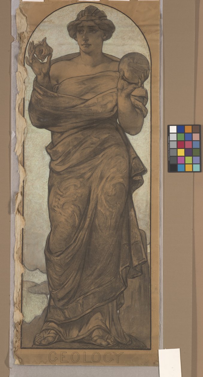 Geologi (träkol och krita på papper) av Walter Shirlaw