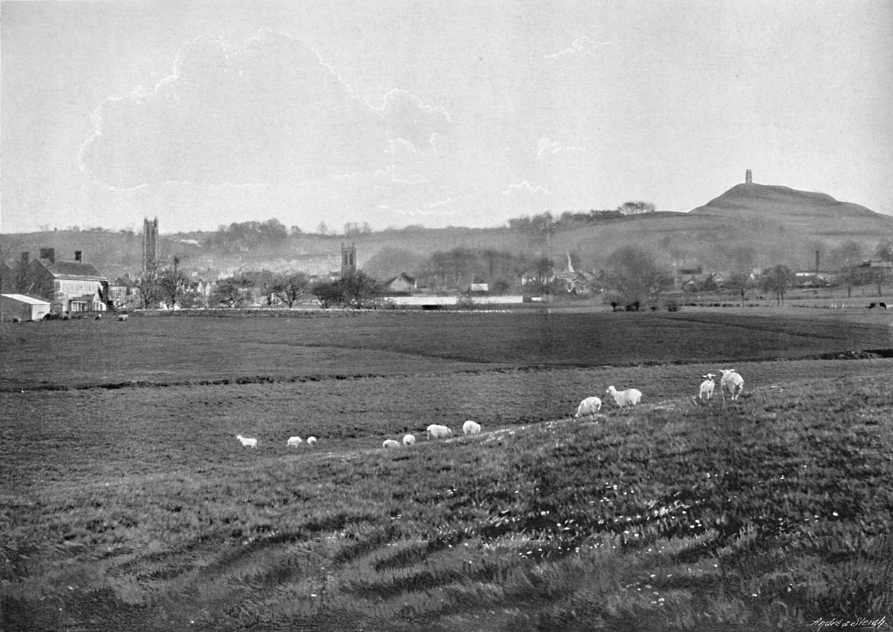 Glastonbury and the Tor, c1896 av Walter Tully