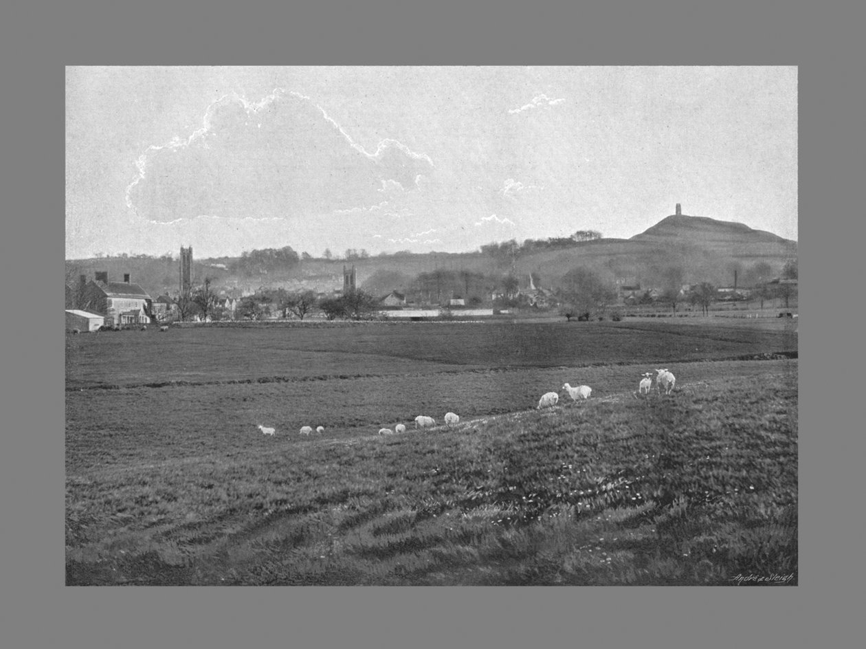 Glastonbury and the Tor, c1900 av Walter Tully