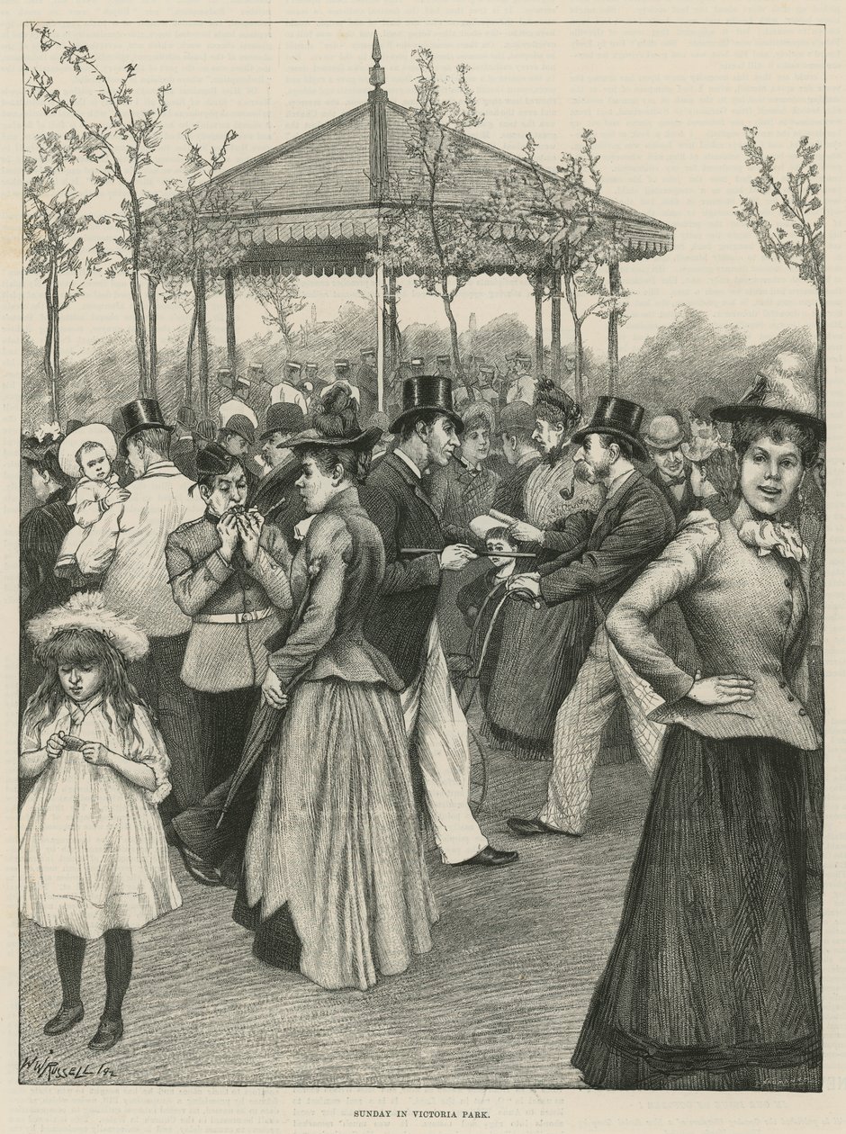 Söndag i Victoria Park (gravyr) av Walter Westley Russell