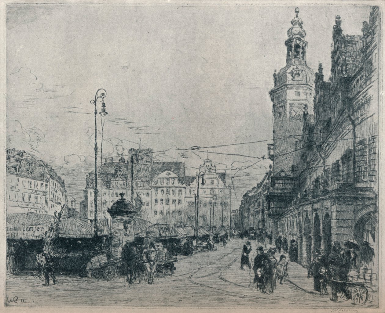 Market Place, Leipzig, c1913 av Walter Zeising