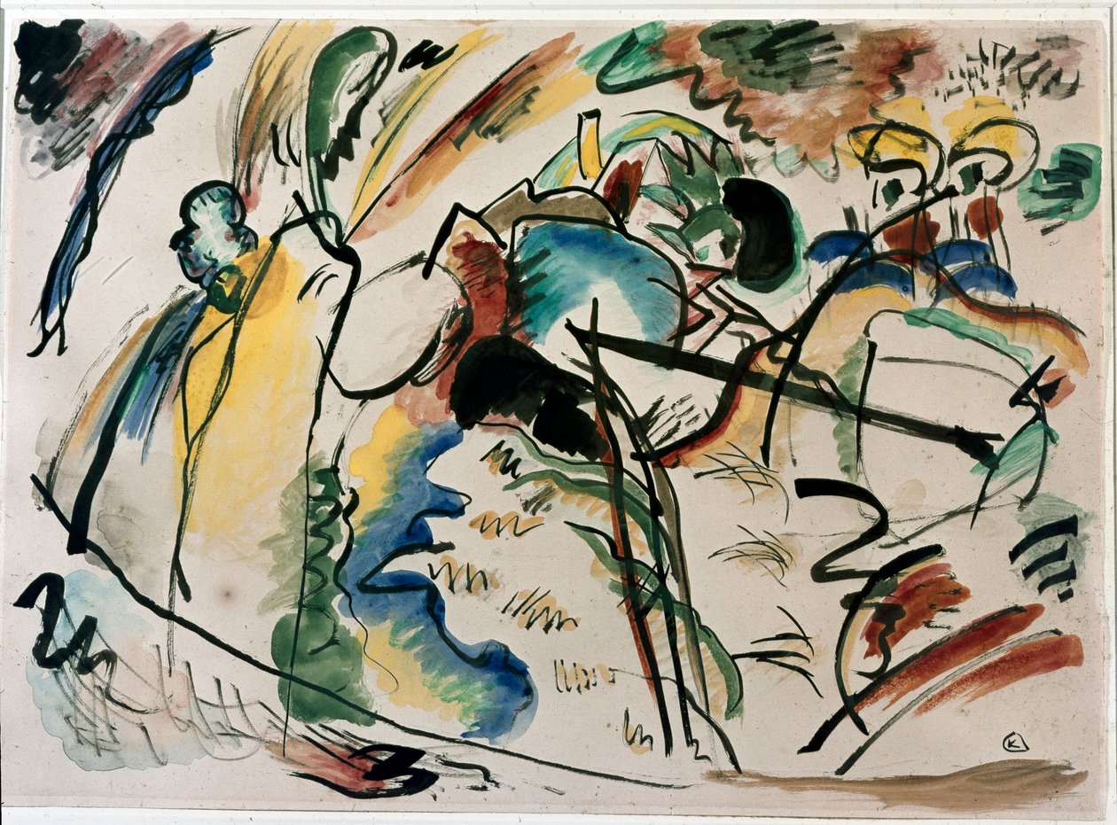 Expressionism: studie för att måla med vitt skum. Målning av Wassily Kandinsky av Wassily Kandinsky