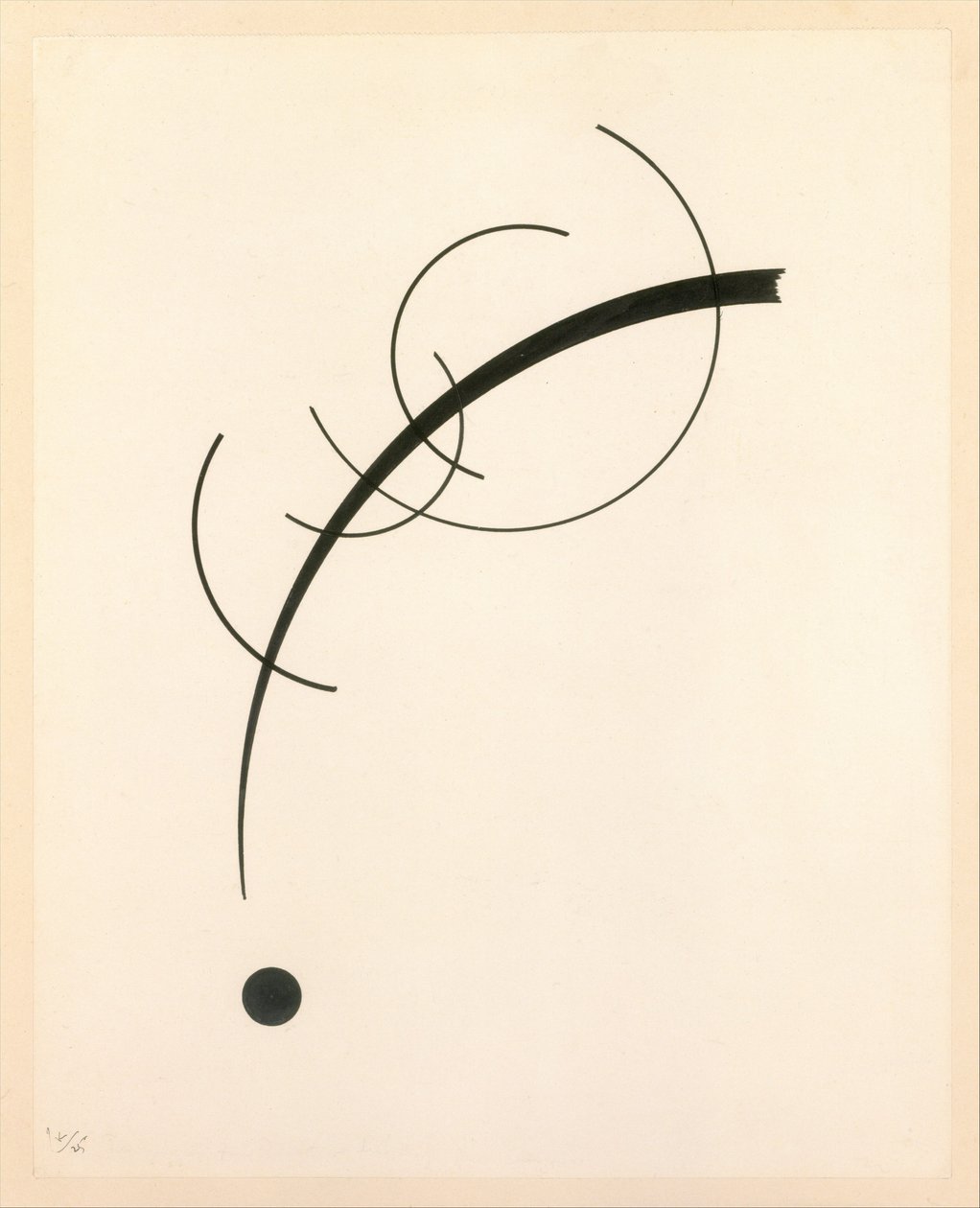 Free Curve to the Point - Accompanying Sound of Geometric Curves, 1925 (bläck på papper) av Wassily Kandinsky
