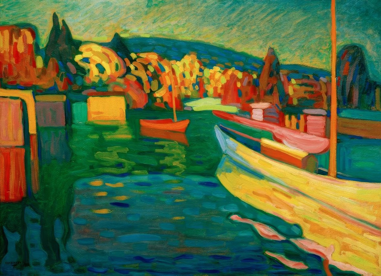 Höstlandskap med båtar av Wassily Kandinsky