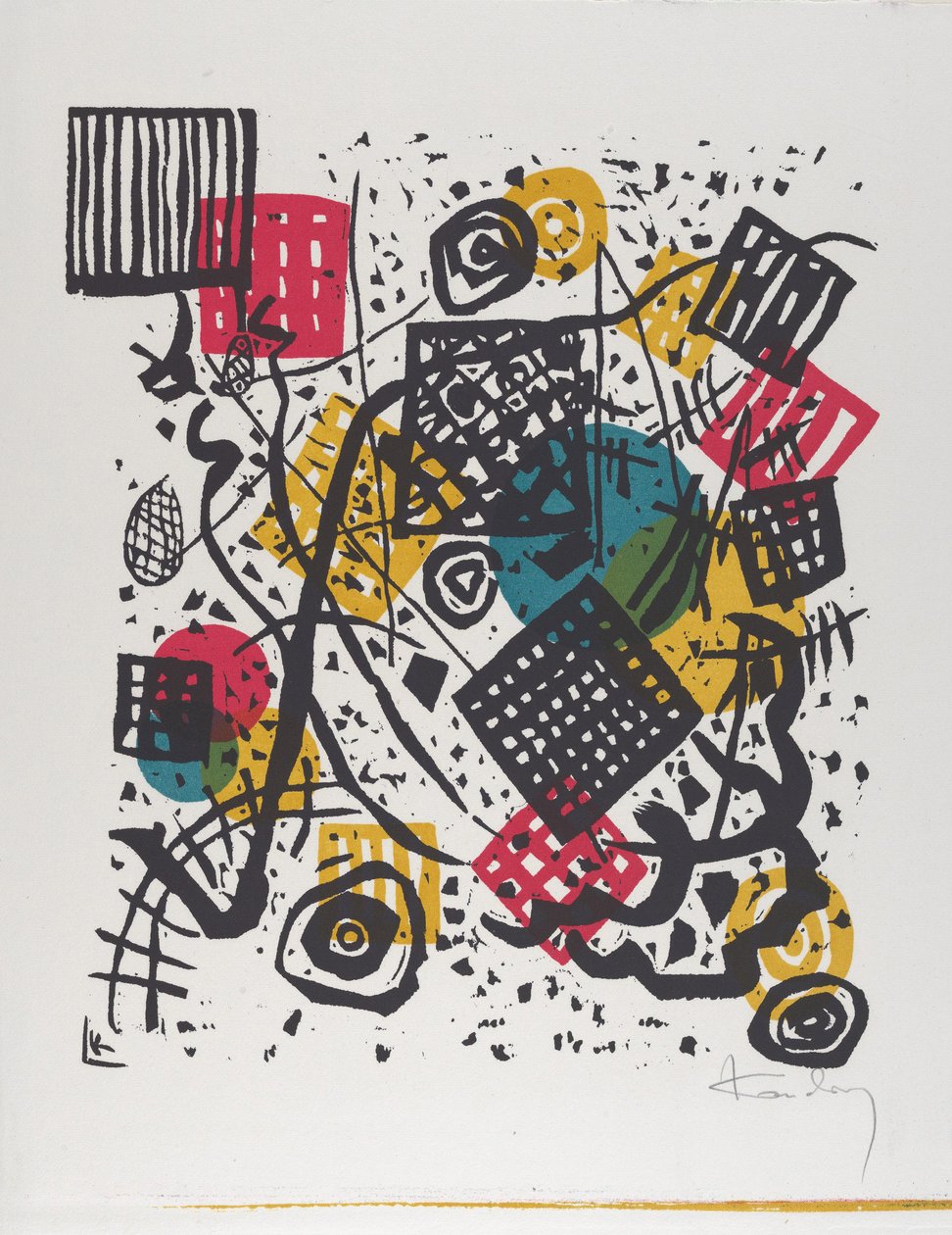 Kleine Welten V (Small Worlds V), 1922 (träsnitt tryckt i rött, blått, gult och svart) av Wassily Kandinsky