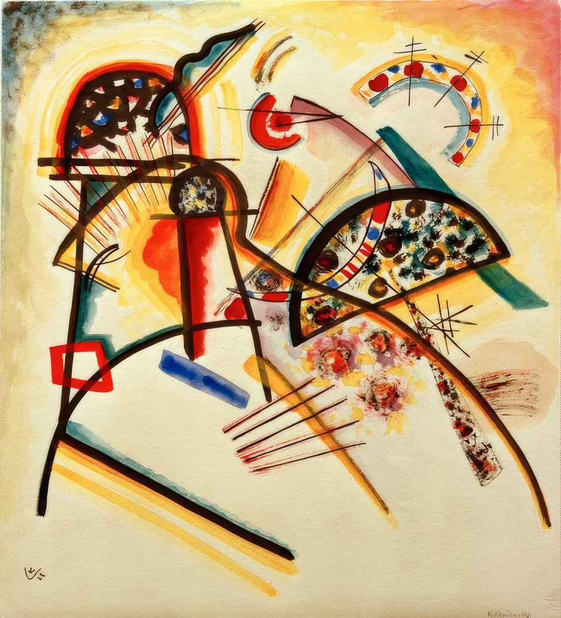 Sammansättning (övervägande röd, gul, svart) av Wassily Kandinsky
