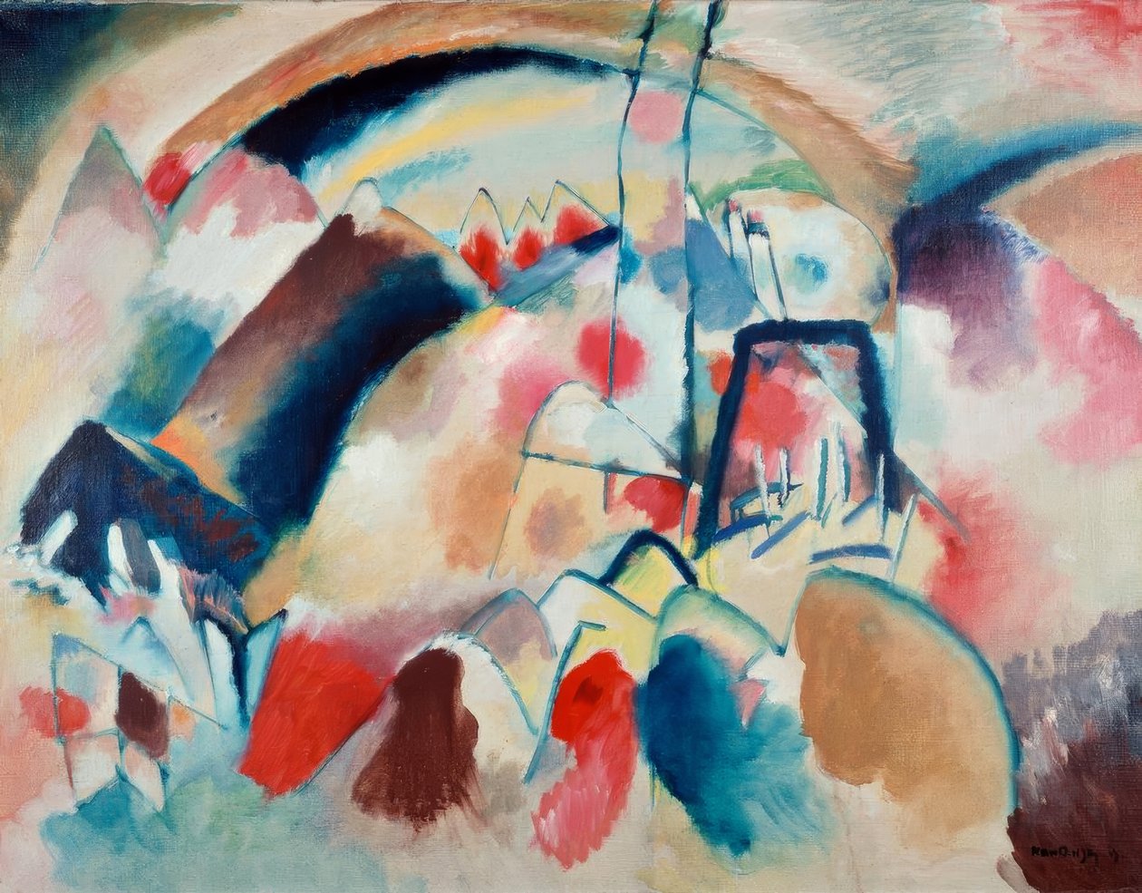 Landskap med kyrka av Wassily Kandinsky