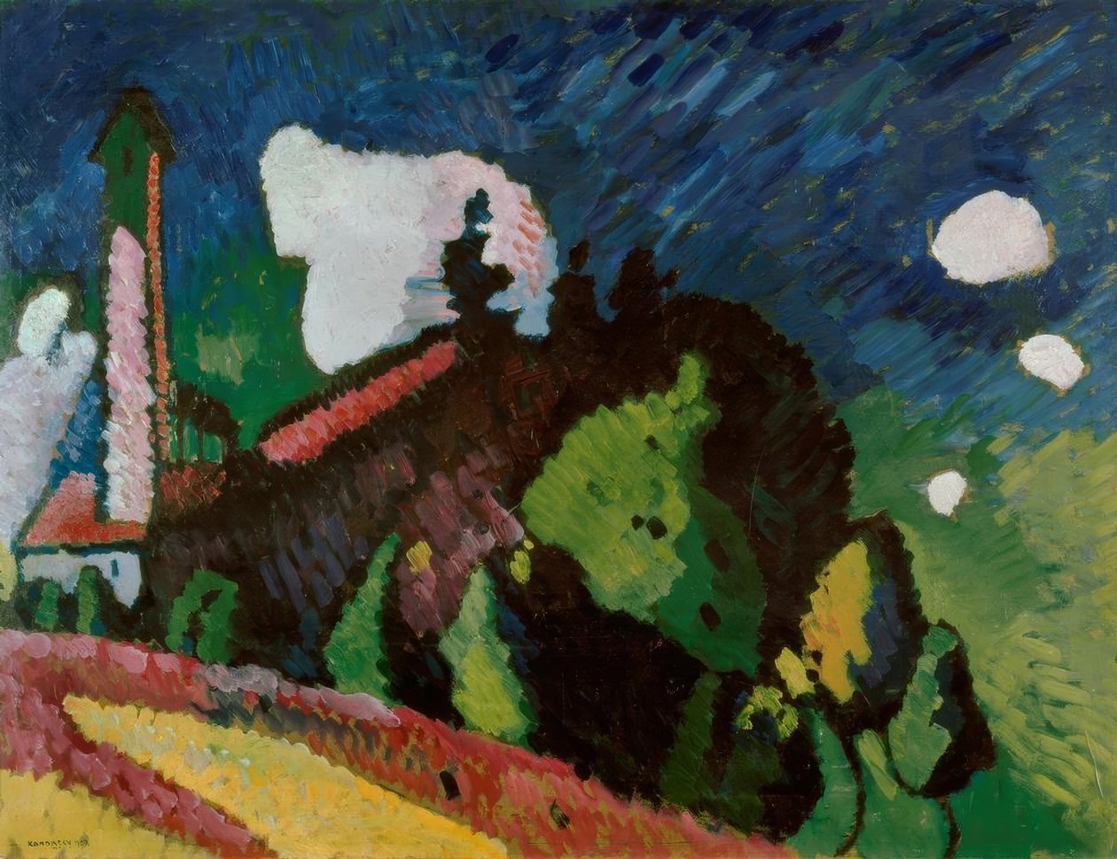 Landskap med ett torn av Wassily Kandinsky