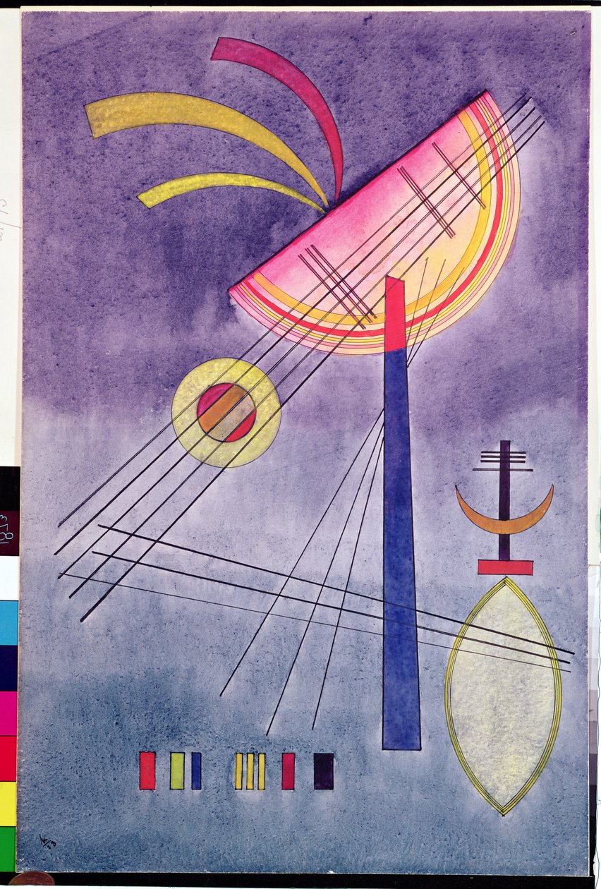Lutande halvcirkel, 1928 (wc, penna och bläck) av Wassily Kandinsky