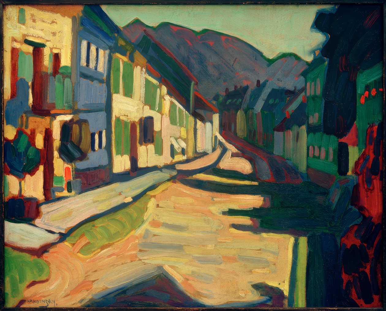Murnau - Övre marknaden med berg av Wassily Kandinsky