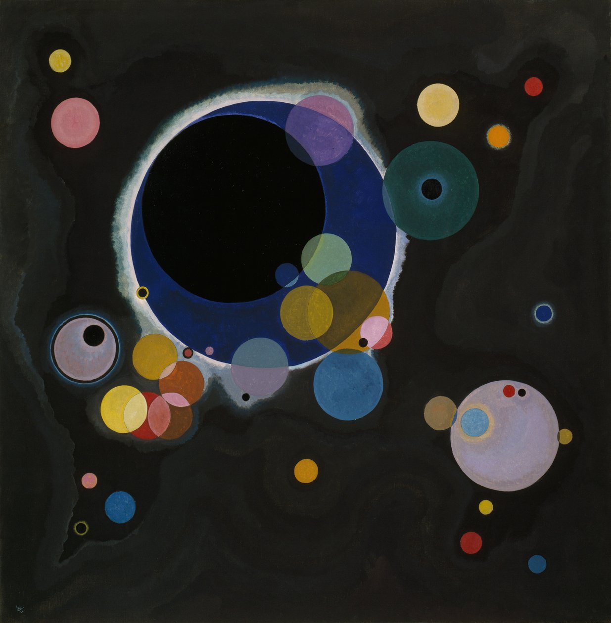 Skitse for flere cirkler, 1926 (olie på papir lagt på lærred) svensk av Wassily Kandinsky