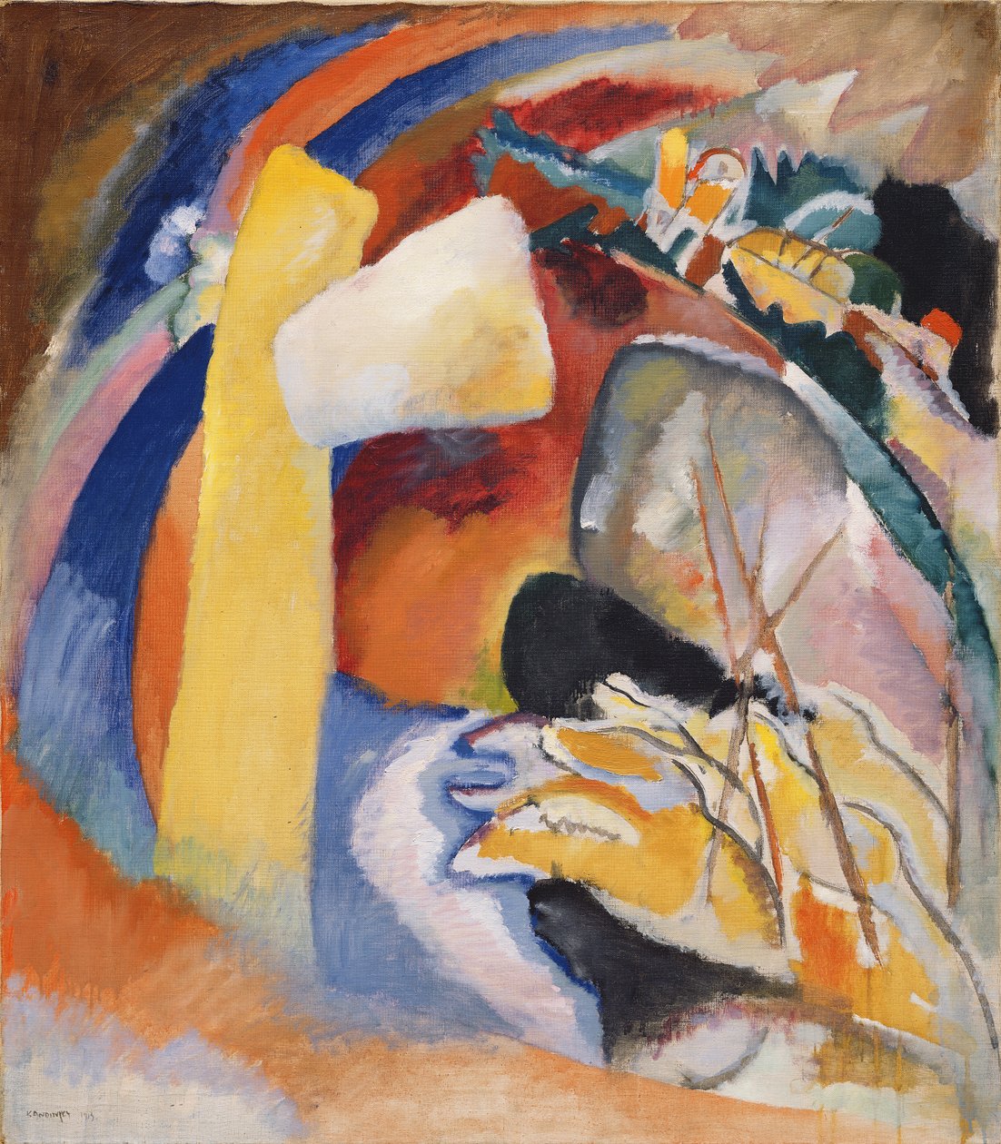 Studie för målning med vit form, 1913 av Wassily Kandinsky
