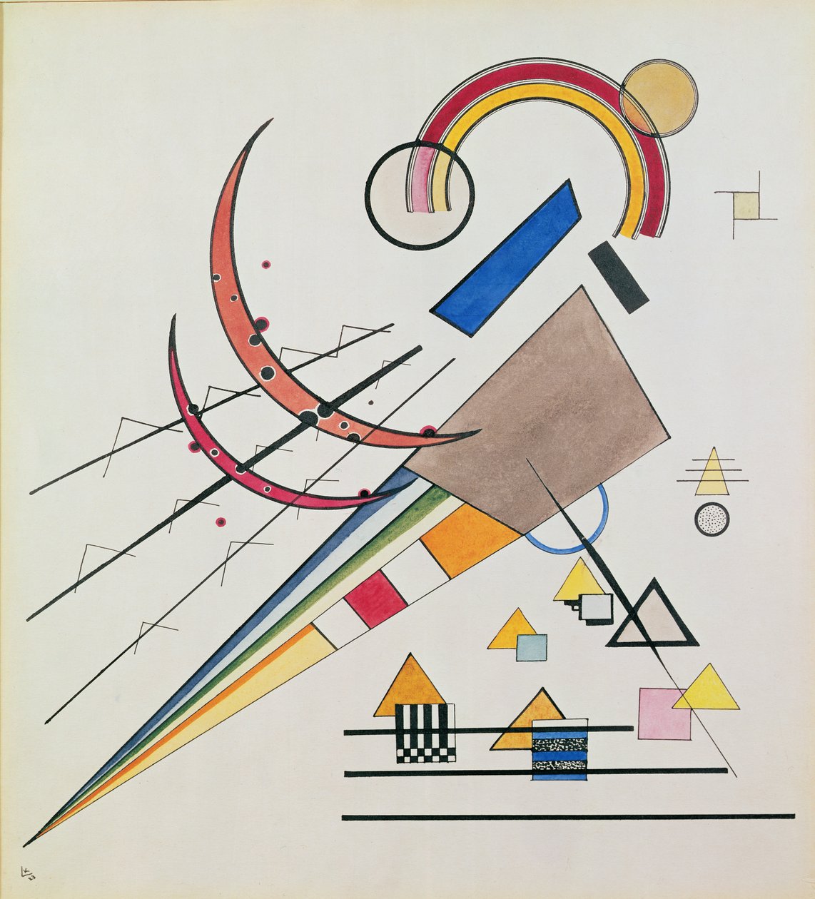 Med triangeln (wc och gouache) av Wassily Kandinsky