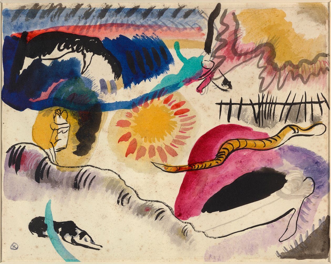 Akvarell nr 3 (Kärleksträdgård) av Wassily Kandinsky