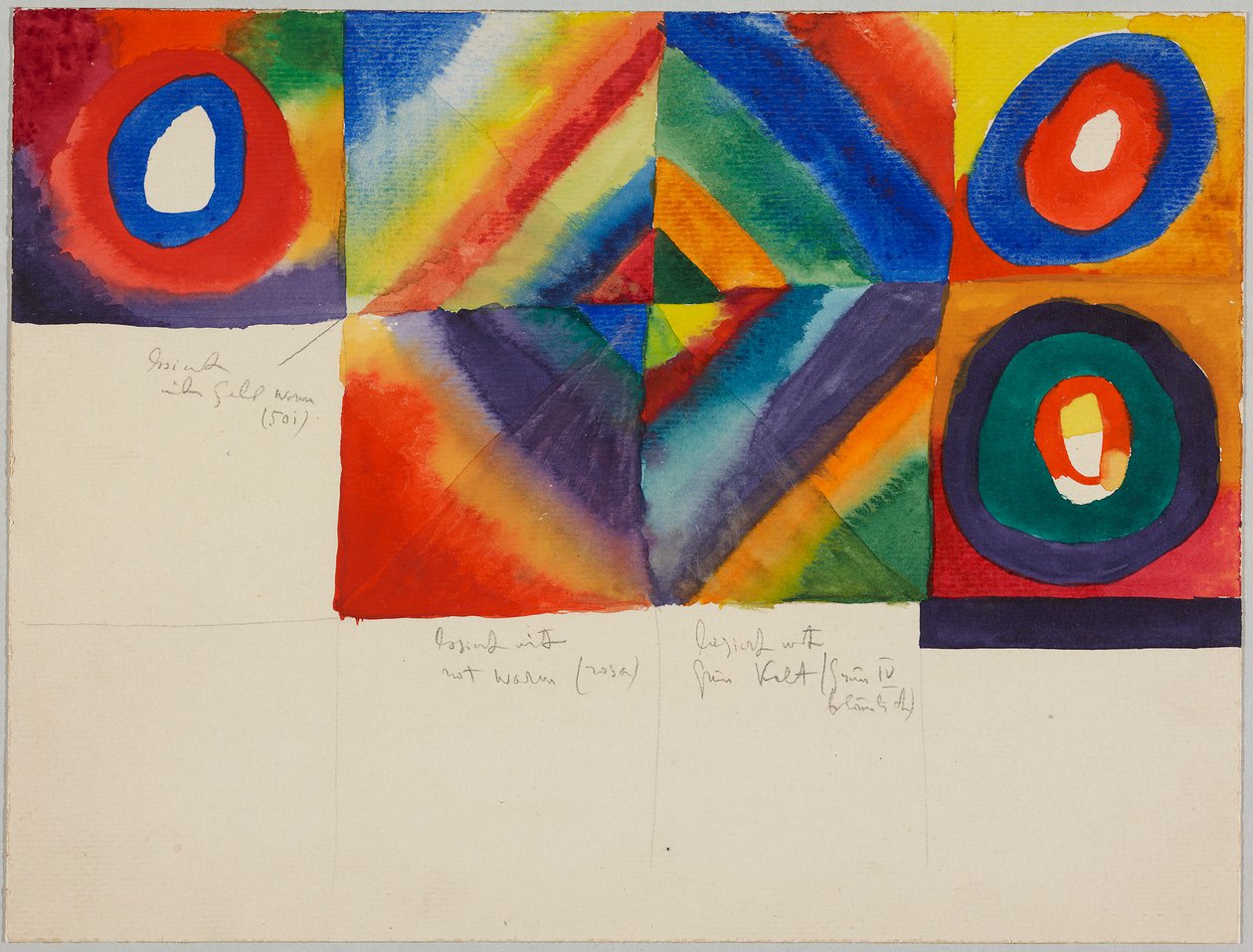 Färgstudier med information om målningstekniken av Wassily Kandinsky