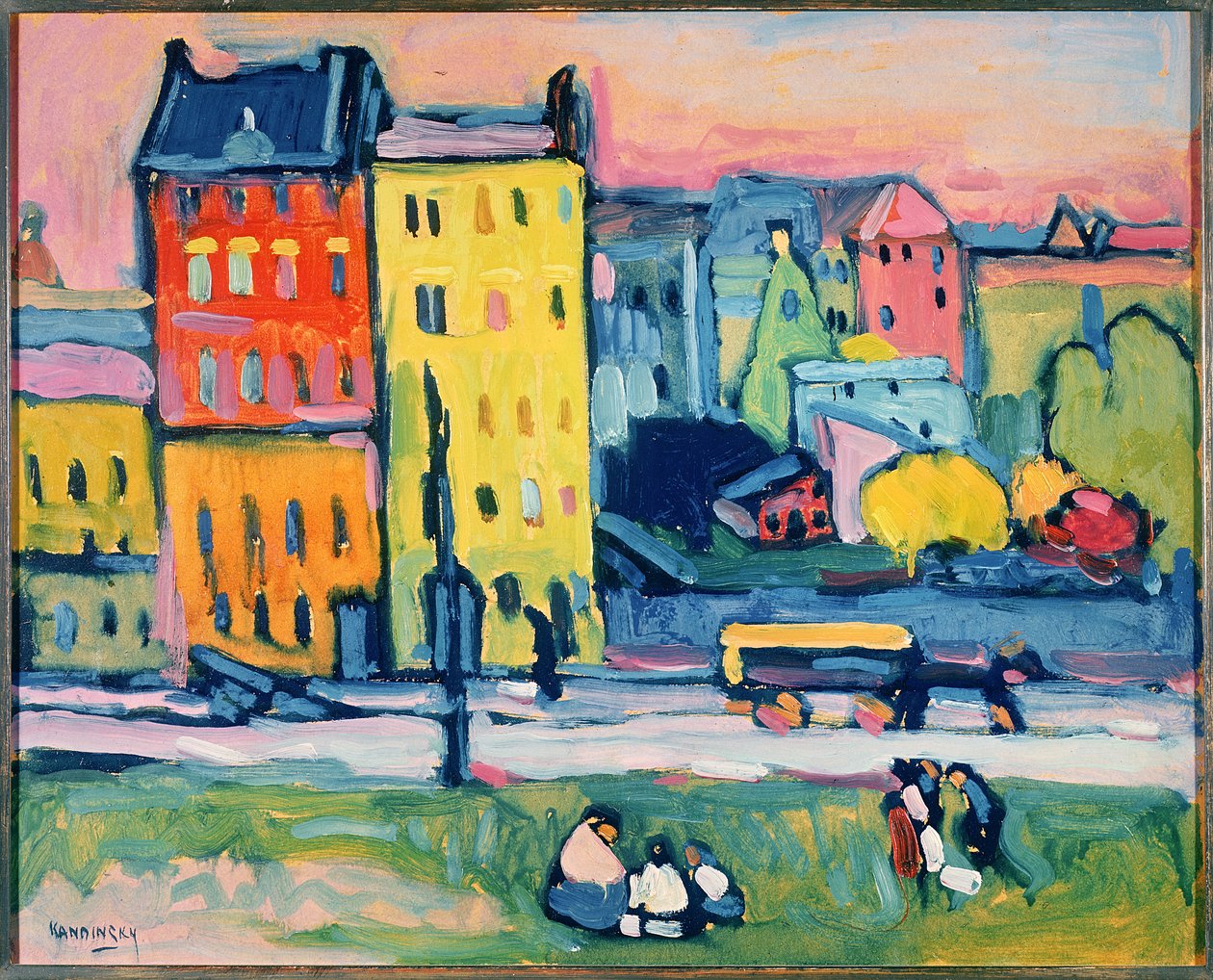 Hus i München, 1908 (olja på kartong) av Wassily Kandinsky