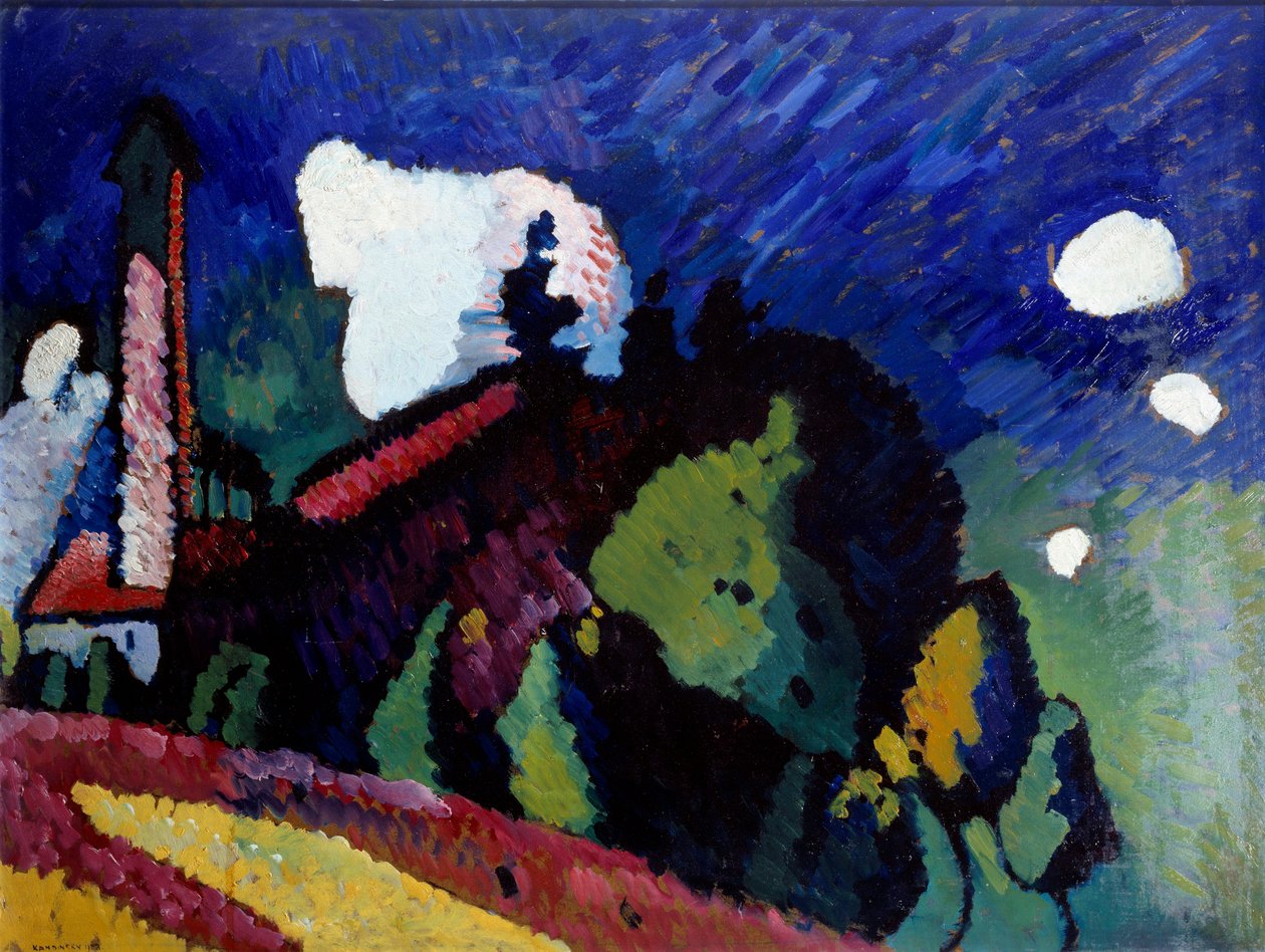 Landskap vid tornet av Wassily Kandinsky