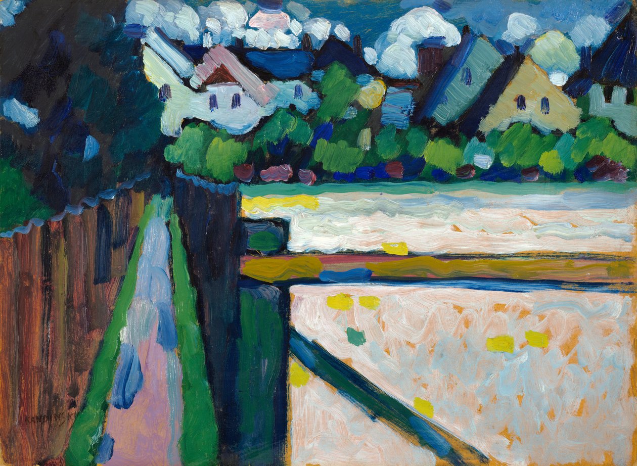 Murnau - gångstig och hus av Wassily Kandinsky