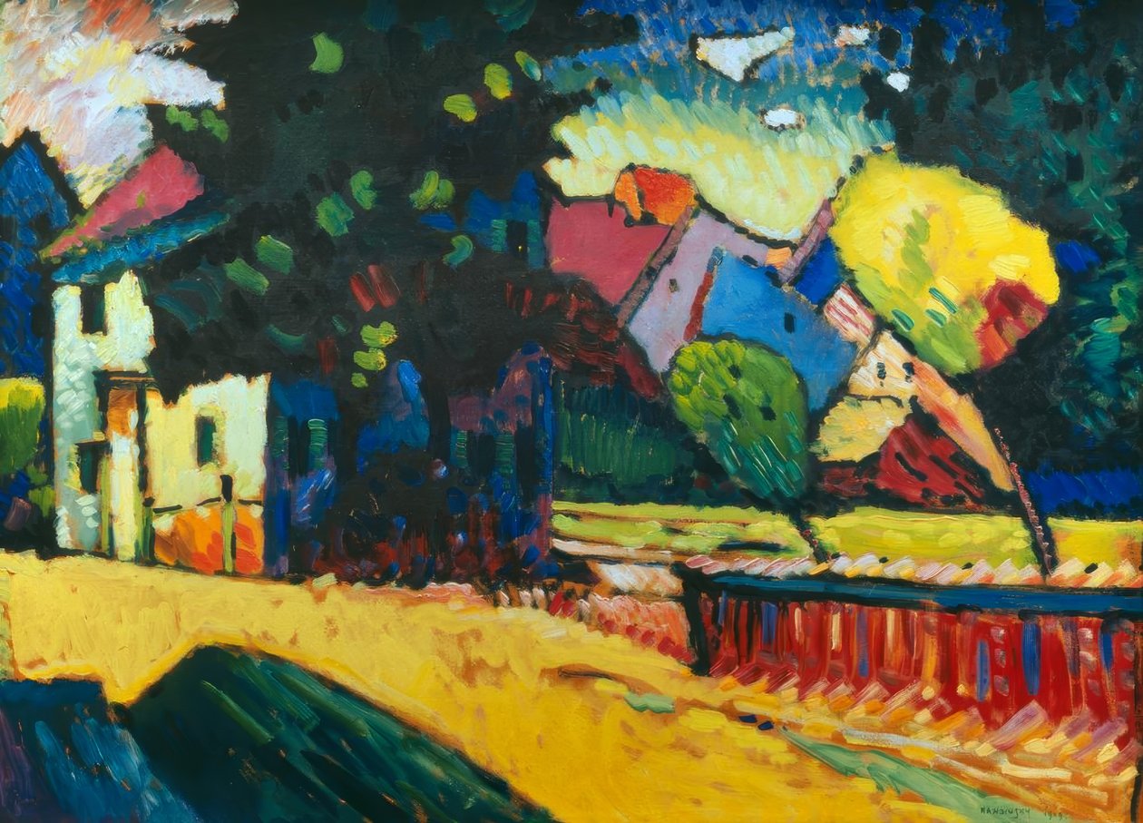 Murnau - landskap med ett grönt hus av Wassily Kandinsky