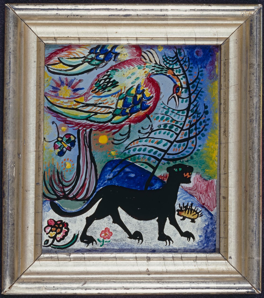 Fantasy fågel och svart panter av Wassily Kandinsky