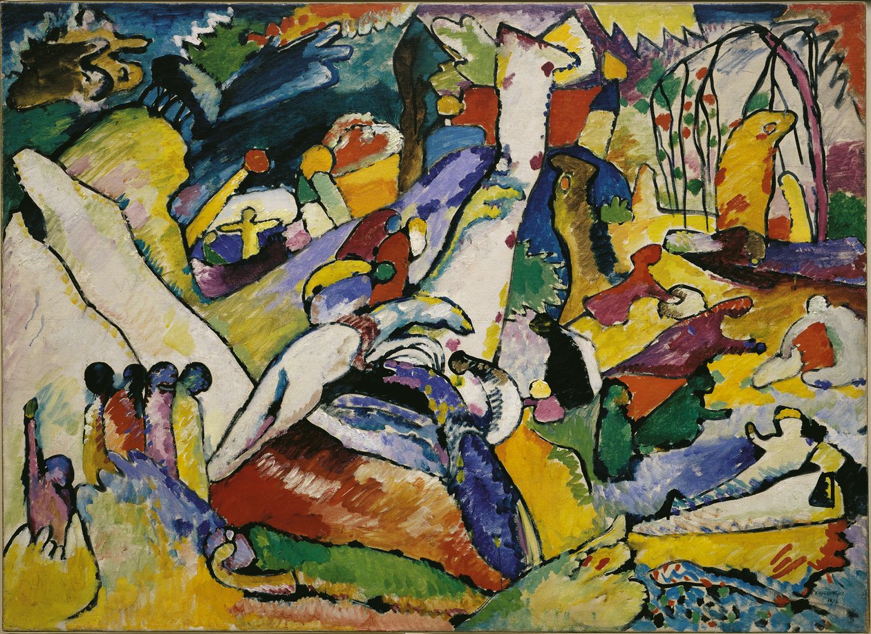 Skiss för komposition II, 1909-1910. av Wassily Kandinsky