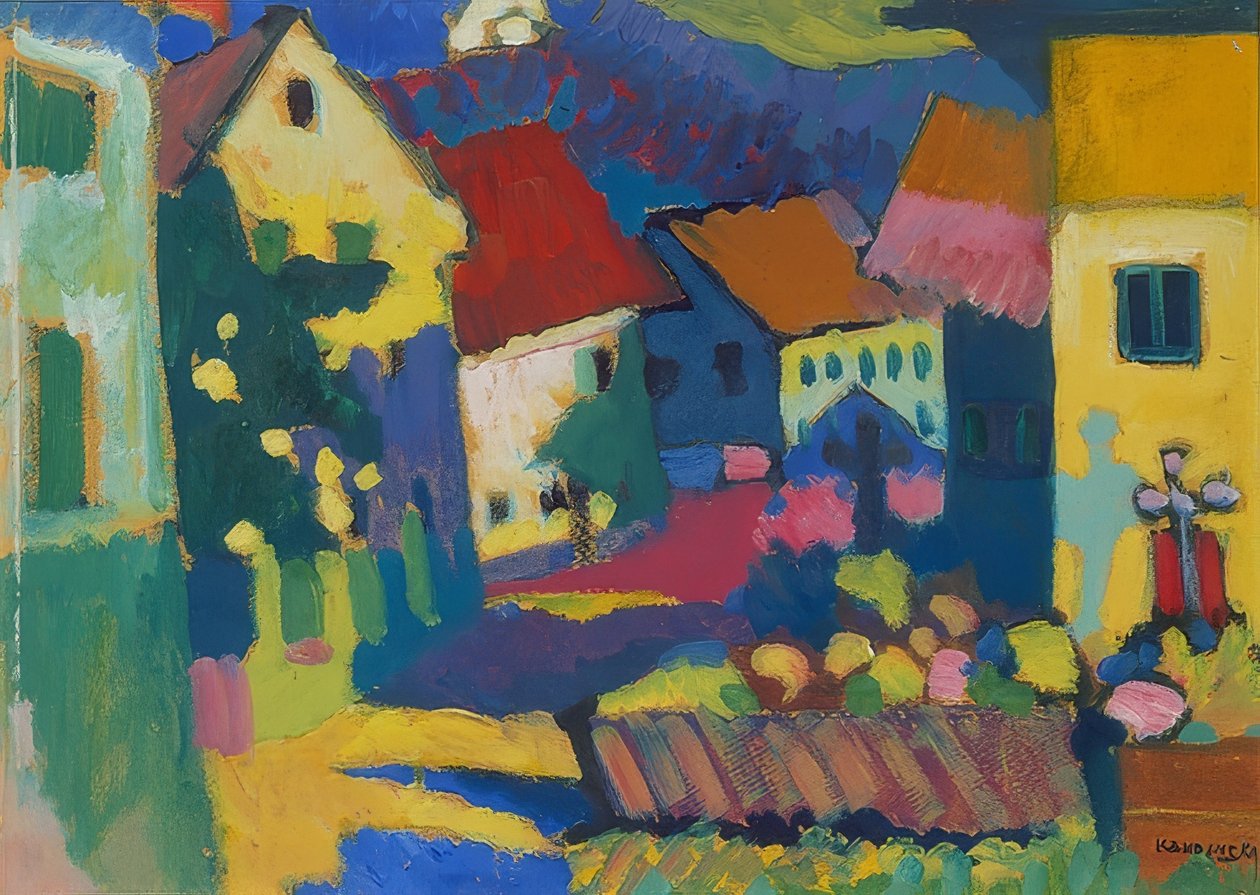 Gata i Murnau. Omkring 1909-14 av Wassily Kandinsky