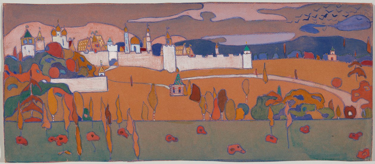 Muromgärdad stad i höstlandskap av Wassily Kandinsky