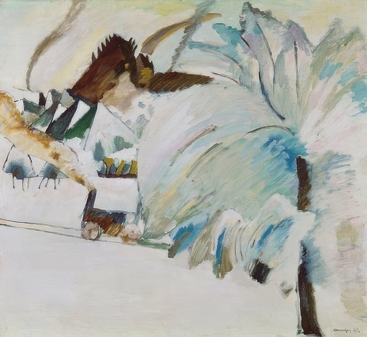 Vinterlandskap med ett lok. 1911 av Wassily Kandinsky