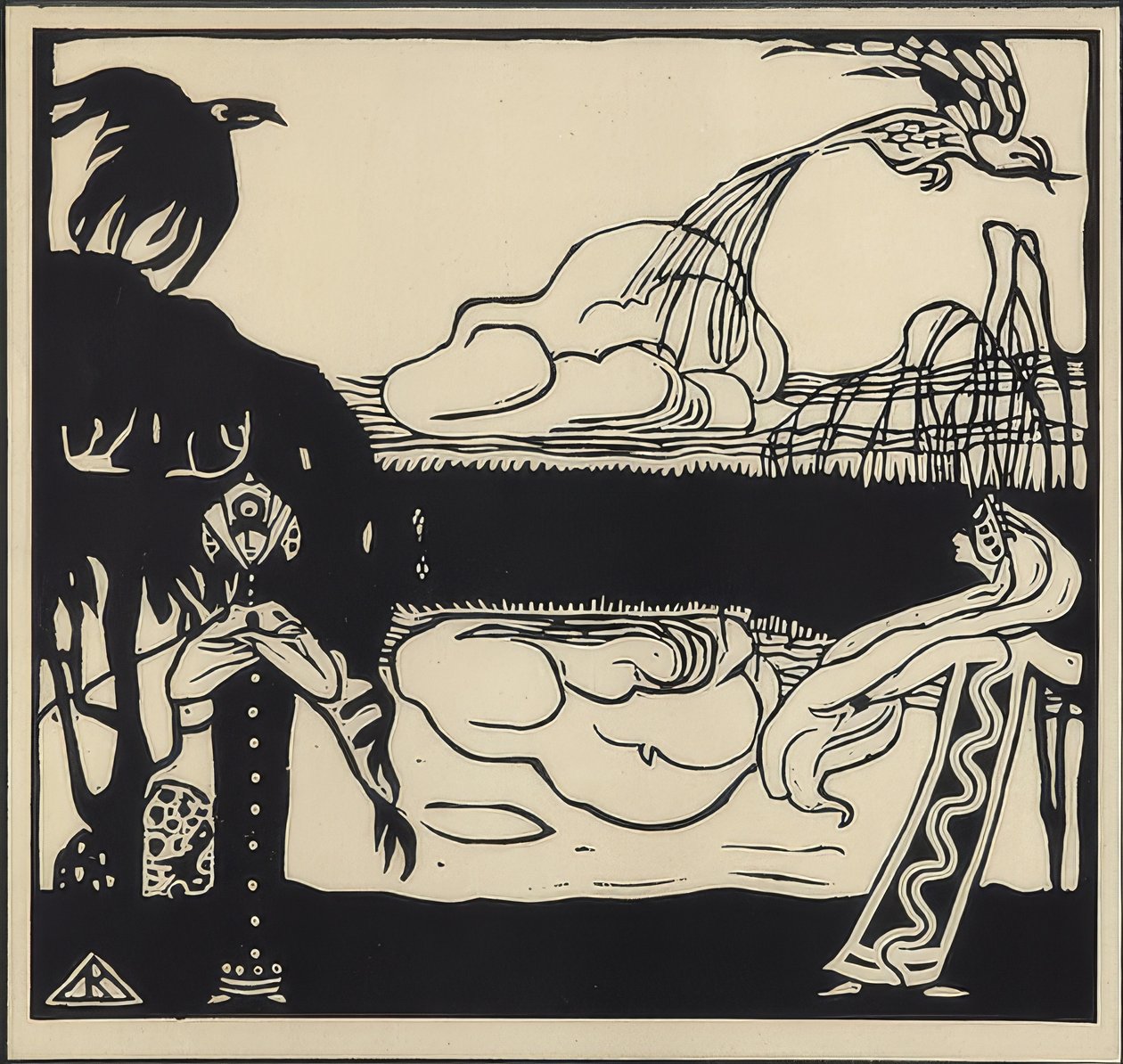 Två fåglar. 1907 av Wassily Kandinsky