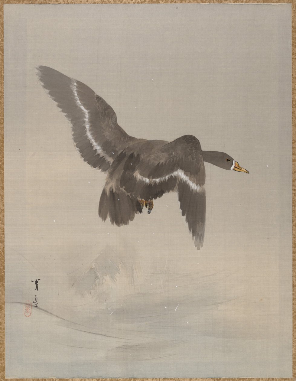 Flygande gås, ca. 1887. av Watanabe Seitei