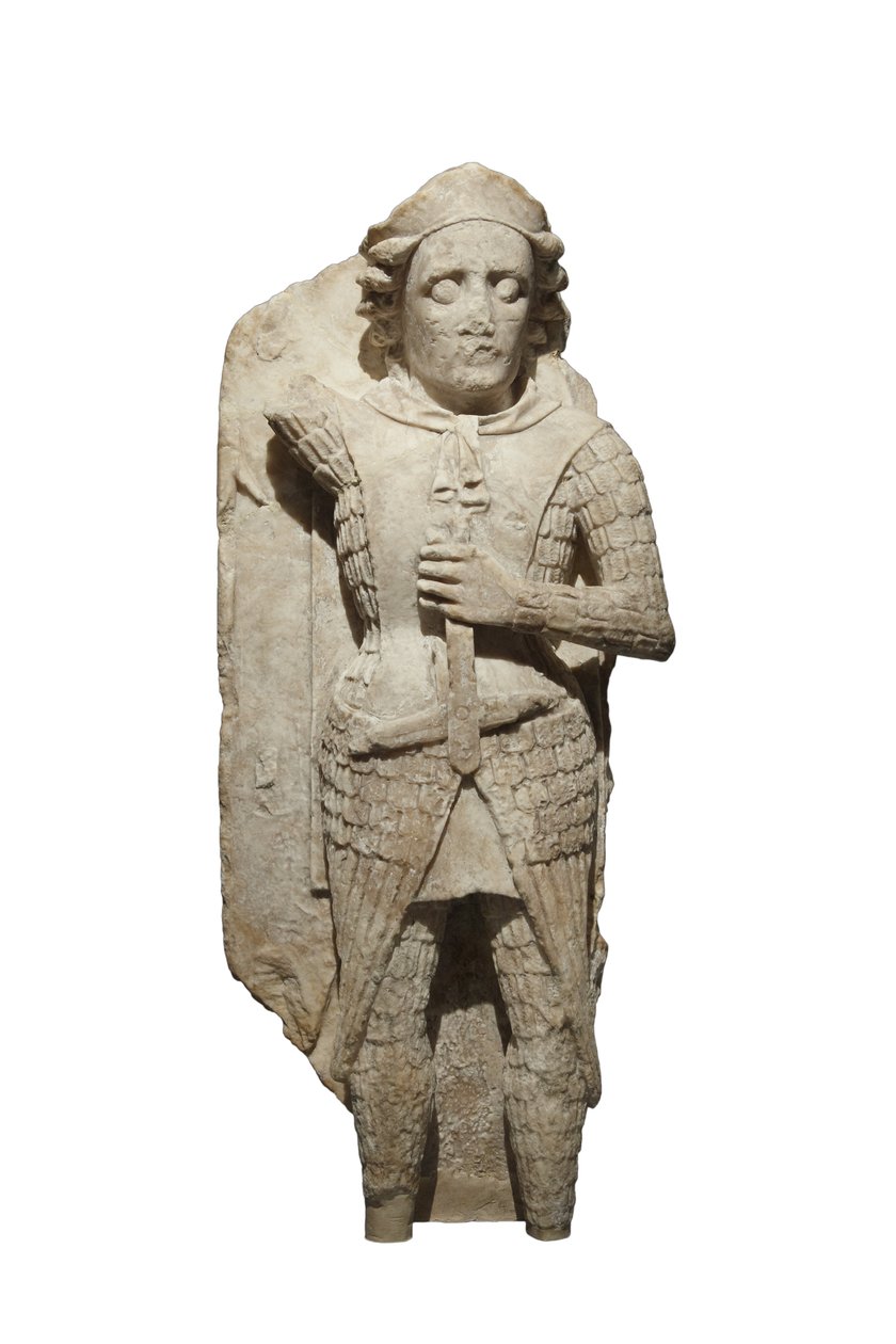 St Michael-skulptur (alabaster) av Welsh school