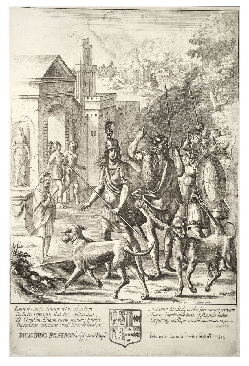 Evander and Aeneas at Palentium. State 4 av Wenceslaus Hollar