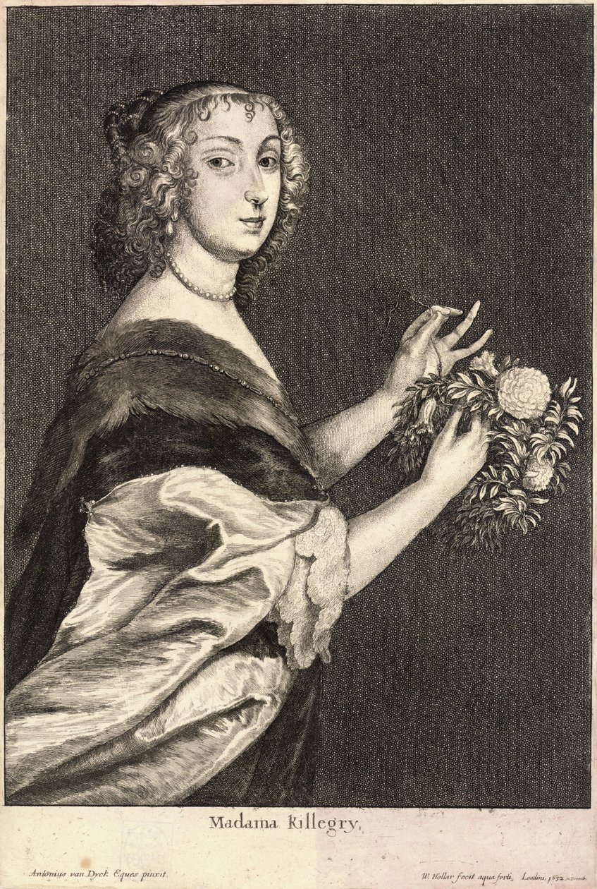 Mrs Killigrew. State 2 av Wenceslaus Hollar