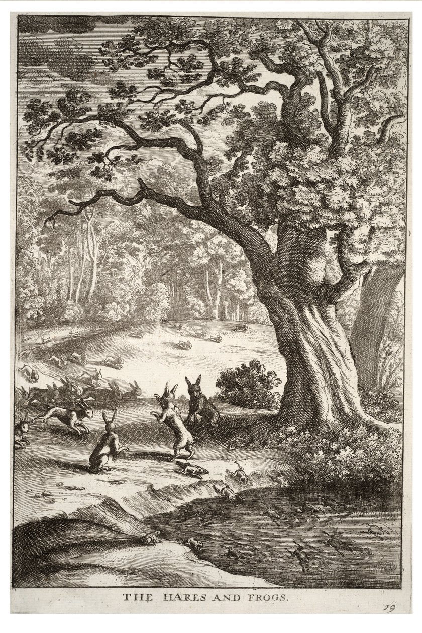The hares and frogs av Wenceslaus Hollar