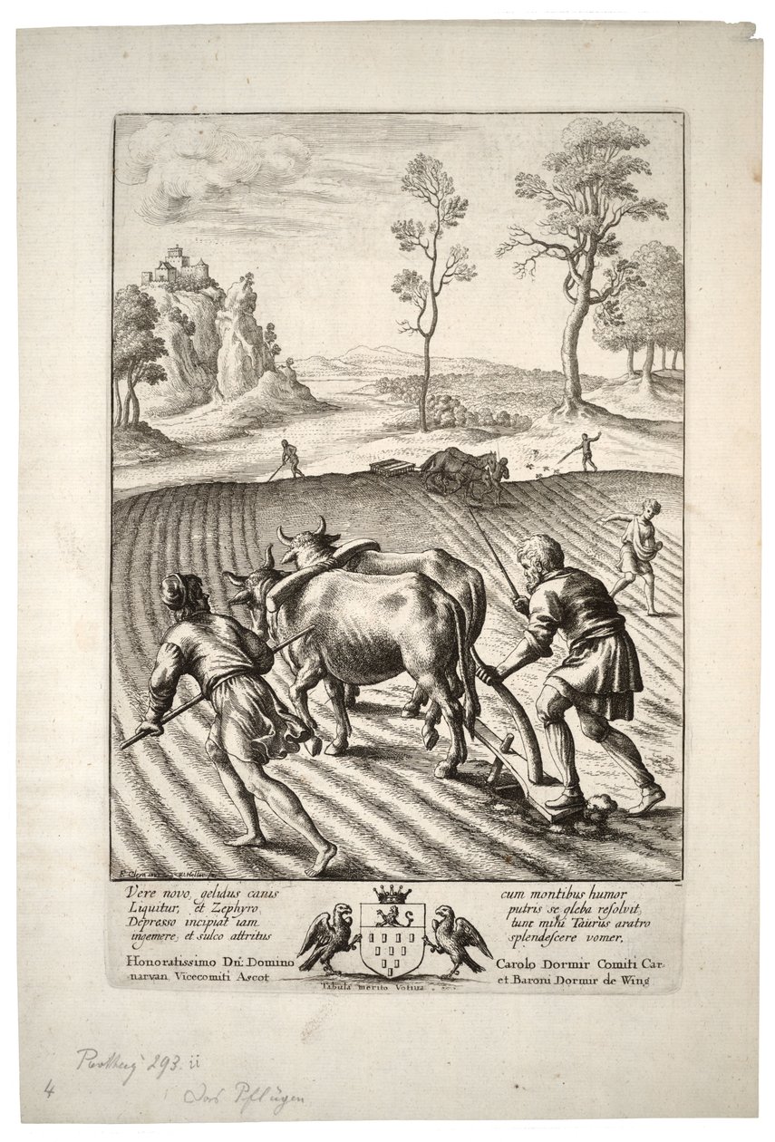 The ploughman. State 2 av Wenceslaus Hollar