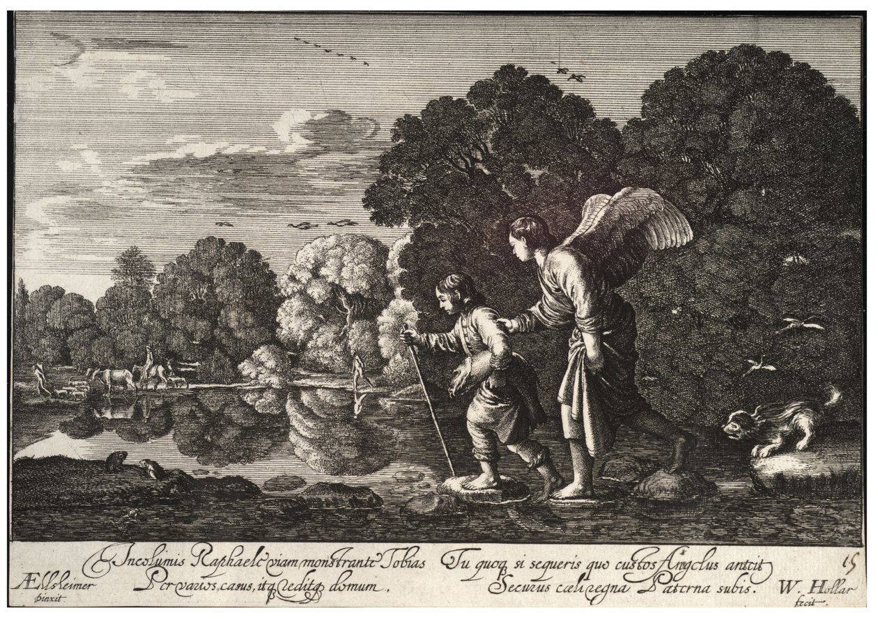 Tobias and the Angel. State 1 av Wenceslaus Hollar