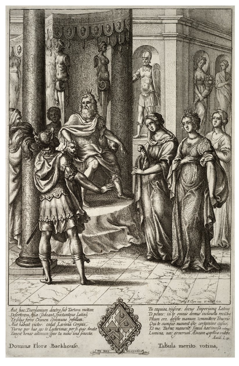 Turnus before Latinus. State 2 av Wenceslaus Hollar