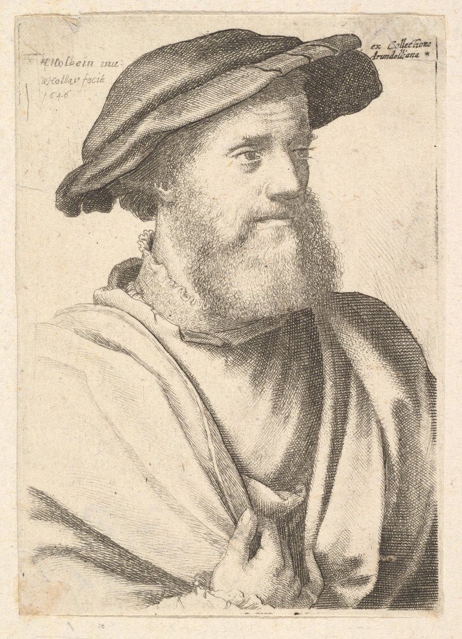 En skäggig man efter Hans Holbein, 1646. av Wenceslaus Hollar