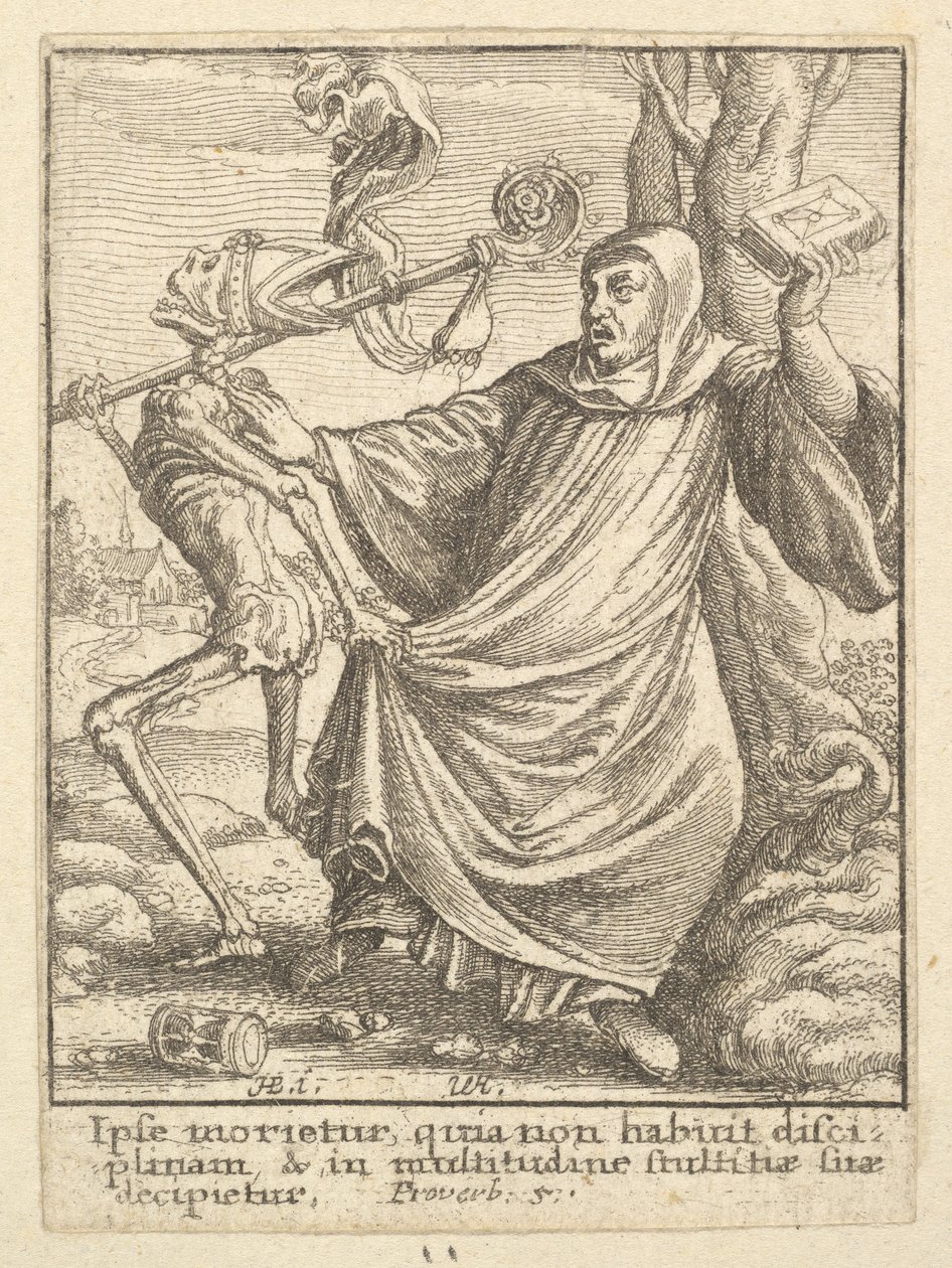 Abbot, från Dödsdansen, 1651. av Wenceslaus Hollar