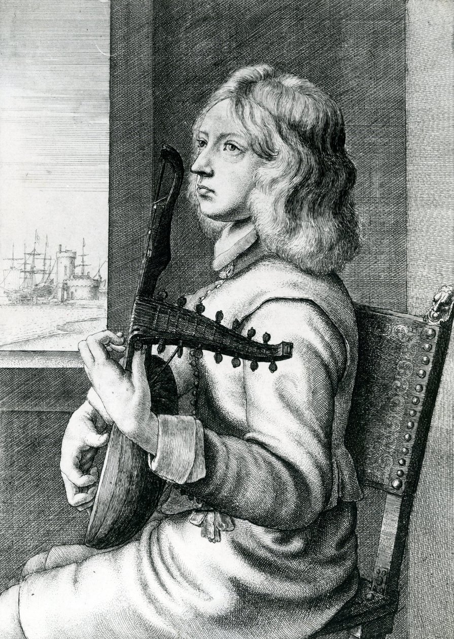 Barock lutspelare av Wenceslaus Hollar