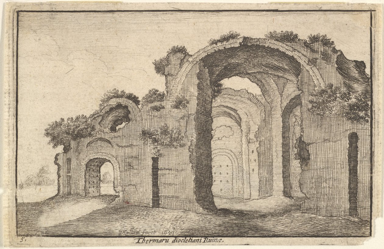 Diocletianus bad, Rom, 1600-talet. av Wenceslaus Hollar