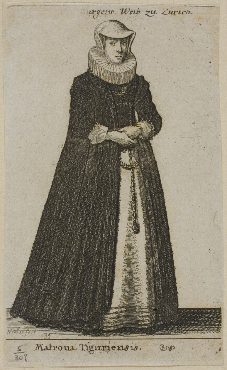 Borgmästarhustru i Zürich av Wenceslaus Hollar