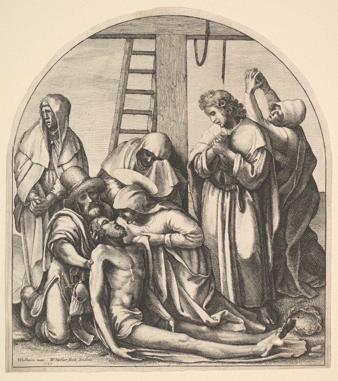Nedstigning från korset, efter Holbein, 1640. av Wenceslaus Hollar